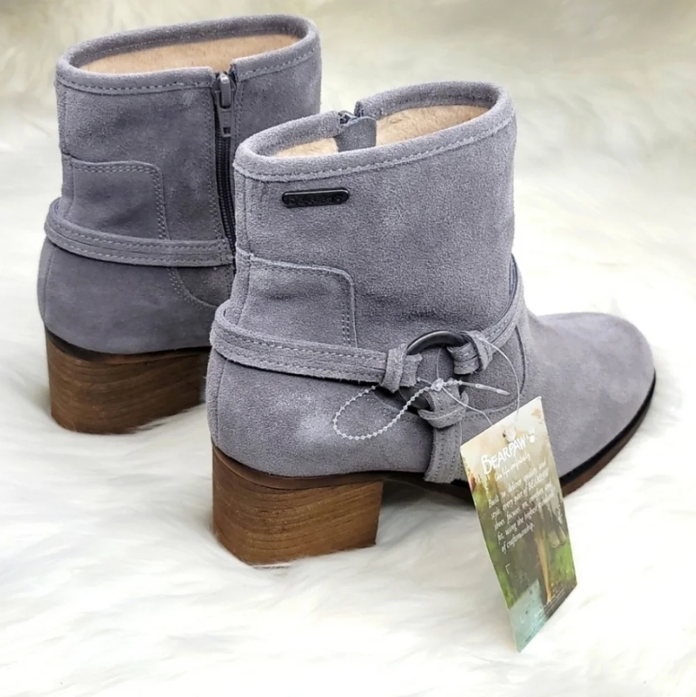 BEARPAW Mica Winter Ankle Boot Booties Gray Fog